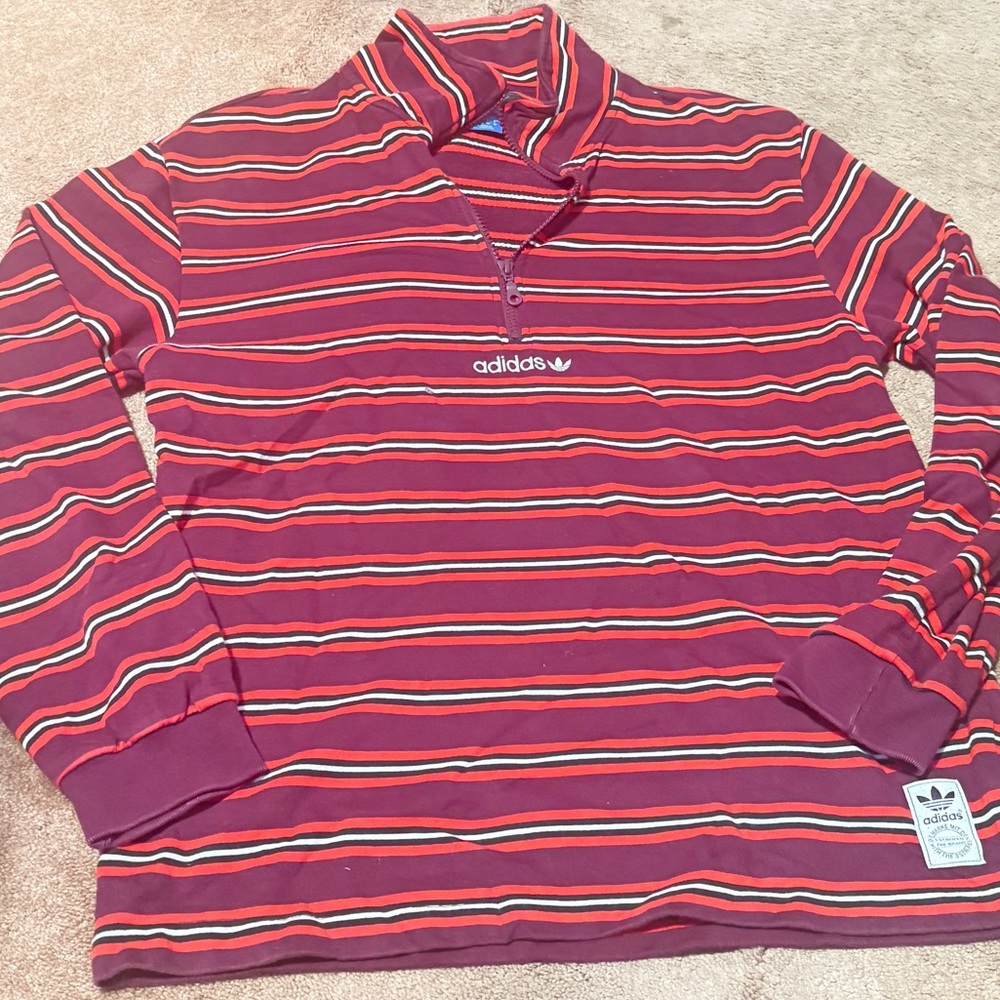 Adidas Red and Purple Striped Men's Sweater